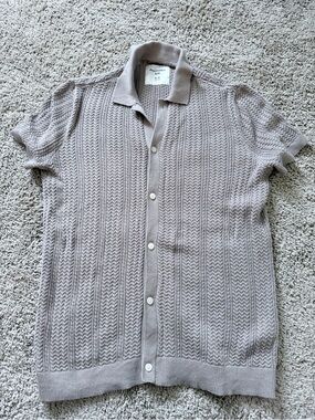 abercrombie kids Taupe Knit Polo Cardigan